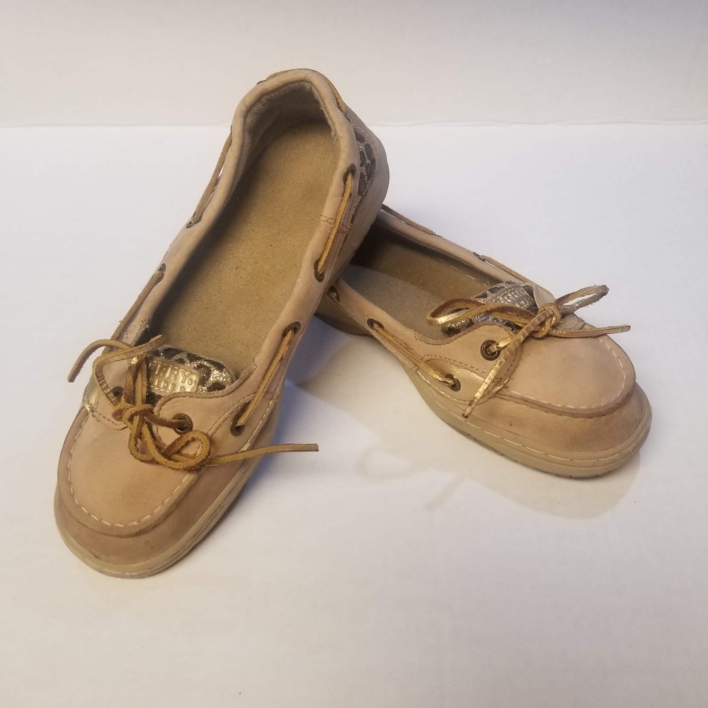 Sperry Top Sider Angelfish Glitter Leopard Sz 3.5m